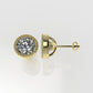 14k Earrings with 2 DIAMONDS 3.00ct VS1 , "STT: Bezel with FILIGREE", Push Back