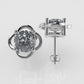14k Earrings with 2 DIAMONDS 2.00ct VS1, "STT: 4-Prong", Style Flower, Push Back