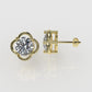 14k Earrings with 2 DIAMONDS 2.00ct VS1, "STT: 4-Prong", Style Flower, Push Back
