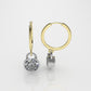14k Gold Earrings with 2 DIAMONDS 2ct, "STT: Prong", Padlock Style