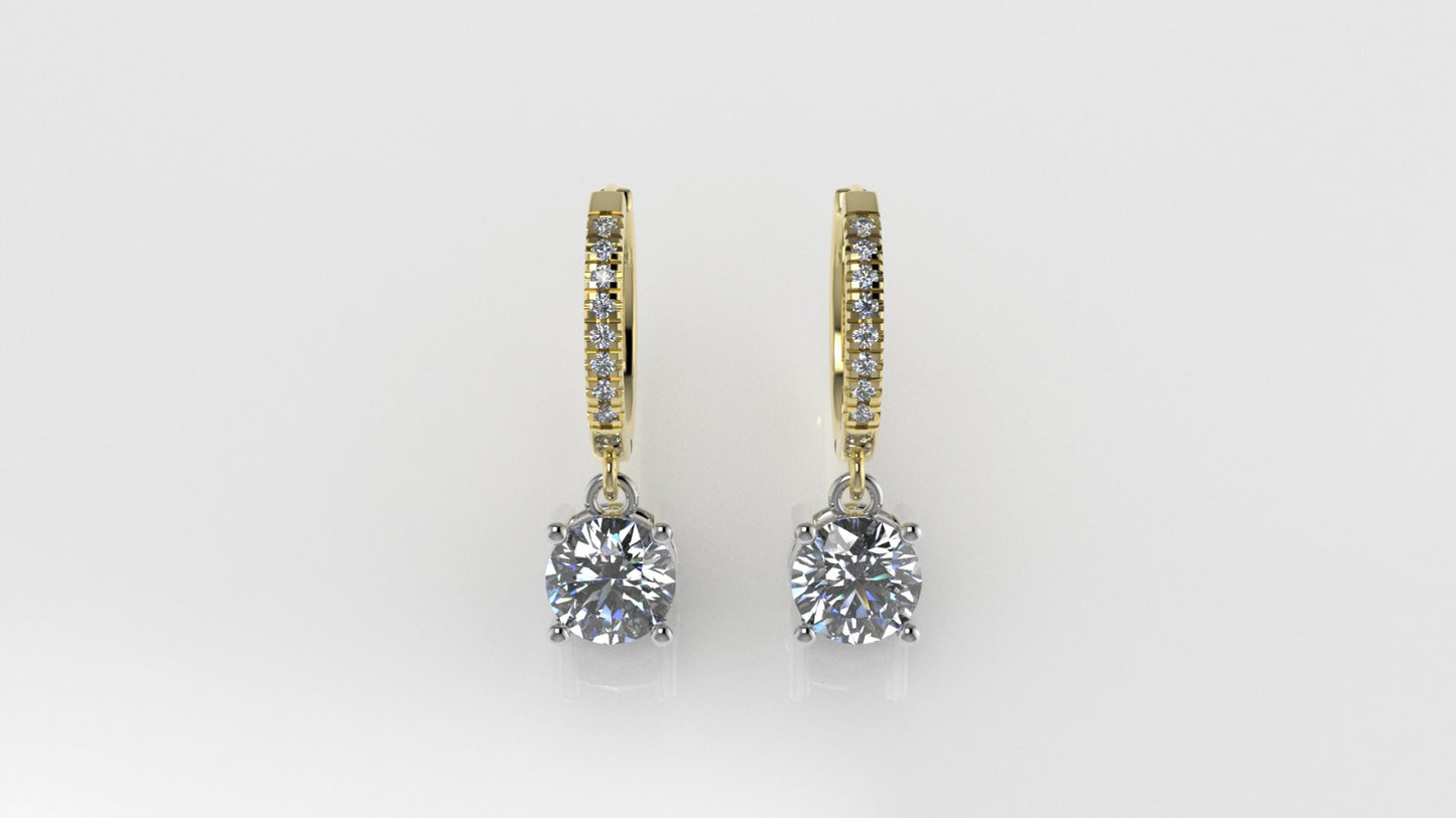 14k Gold Earrings with 18 DIAMONDS, 2ct, "STT: Cut Split"