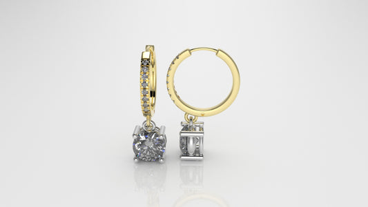 14k Gold Earrings with 18 DIAMONDS, 2ct, "STT: Cut Split"