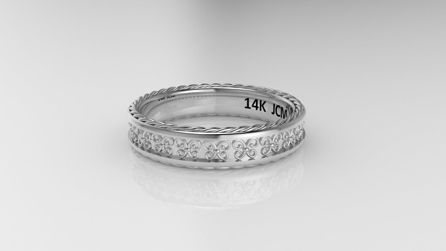 14K Gold Band Ring, with rope