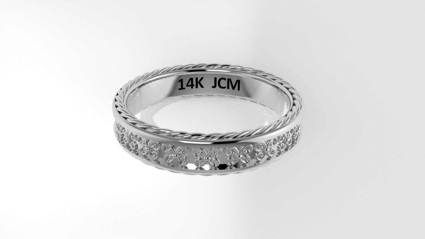 14K Gold Band Ring, with rope
