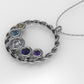 14K Gold Pendant with 5 Color Stones, STT: Bezel, Rope