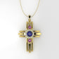 14K Gold Pendant with 17 Stones, STT: Prong, Cross Style, Only Pendant