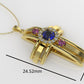 14K Gold Pendant with 17 Stones, STT: Prong, Cross Style, Only Pendant