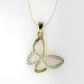 14K Gold Pendant with 30 Diamonds, STT: Prong, Only Pendant, Butterfly Style
