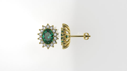 14K Gold Earrings with 30 Stones, "STT: 3-Prongs", Push Back