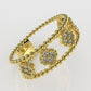 14K Gold Ring with 20 Diamonds, STT: Prong and Bezel, Filigree, 5 Clover
