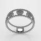 14K Gold Ring with 20 Diamonds, STT: Prong and Bezel, Filigree, 5 Clover