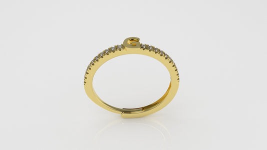 14K Gold Ring is adjustable and customizable with 20 Diamonds, STT: Cut Split