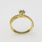 14K Gold Solitaire Ring with 19 Diamonds, STT: 6-Prong