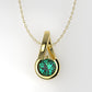 14K Gold Pendant with 1 Emerald, STT: 1-Prong and Bezel, Only Pendant