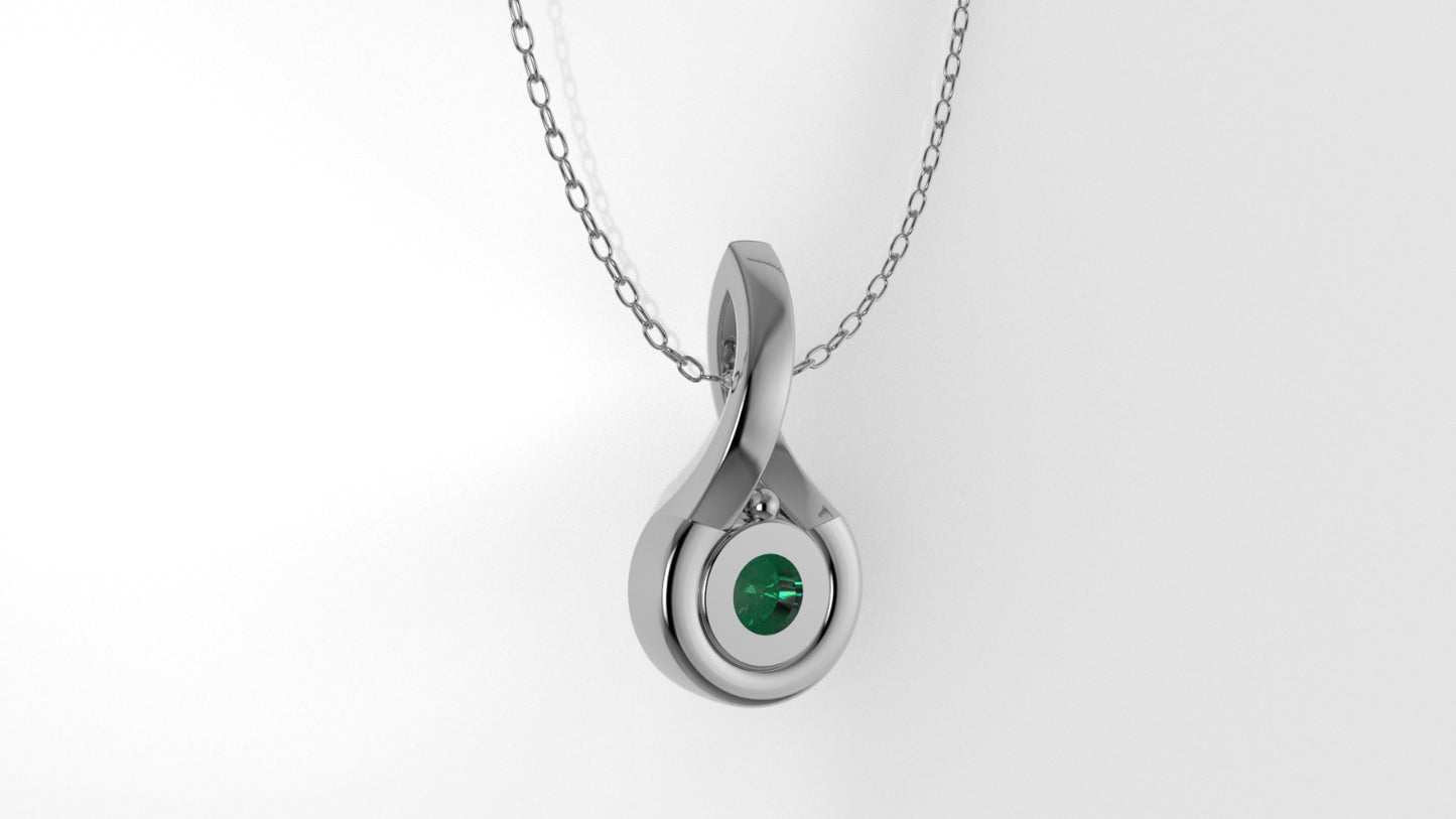 14K Gold Pendant with 1 Emerald, STT: 1-Prong and Bezel, Only Pendant