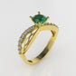14K Solitaire Ring with 17 Stones, Stt: Prong