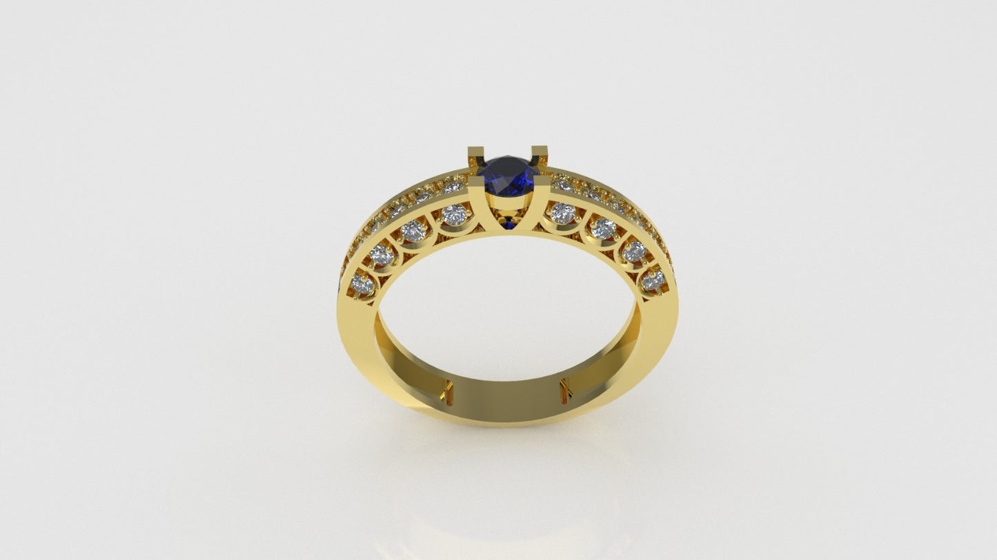 14K Gold Ring with 29 Stones, Stt: Prong