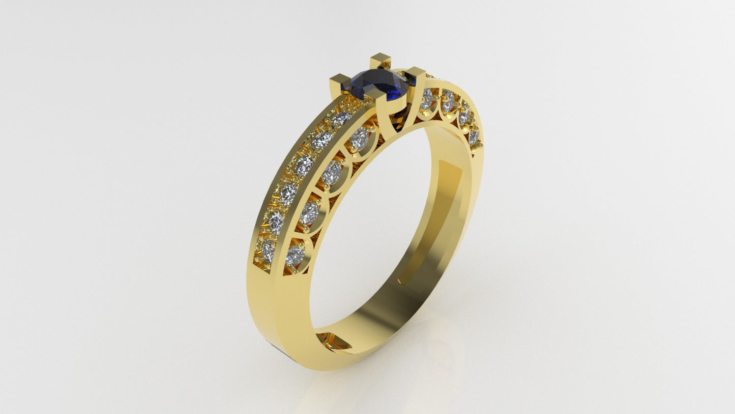 14K Gold Ring with 29 Stones, Stt: Prong