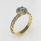 14K Solitaire Gold Ring with 87 Diamonds, Stt: Prong, Cut Chanel