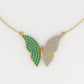 14K Gold Pendant with 51 Emeralds and 51 Diamonds, STT: Prong, Only Pendant, Butterfly Style