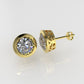 14K Gold Earrings with 2 Diamonds, "STT: Bezel", Push Back