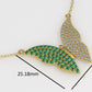 14K Gold Pendant with 51 Emeralds and 51 Diamonds, STT: Prong, Only Pendant, Butterfly Style