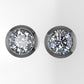 14K Gold Earrings with 2 Diamonds, "STT: Bezel", Push Back