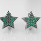 14K Gold Earrings with 38 Emeralds, "STT: Prong"