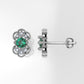 14K Gold Earrings with 2 Emerald and 12 Diamonds, "STT: Prong", Push Back