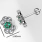 14K Gold Earrings with 2 Emerald and 12 Diamonds, "STT: Prong", Push Back
