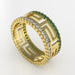 14K Ring with 45 Diamonds and 45 Emeralds, STT: Cut Split
