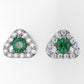 14K Gold Earrings with 26 Diamonds and 2 Emerald, "STT: Prong", Push Back