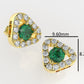 14K Gold Earrings with 26 Diamonds and 2 Emerald, "STT: Prong", Push Back