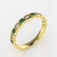 14K Square Filigree Ring with 6 Esmeralds and 6 Diamonds, STT: 2-Prong