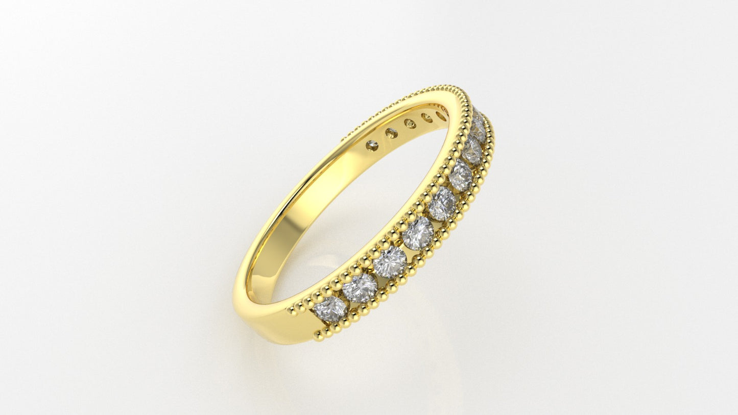 14K Half Eternity Miligree Ring with 15 Diamonds