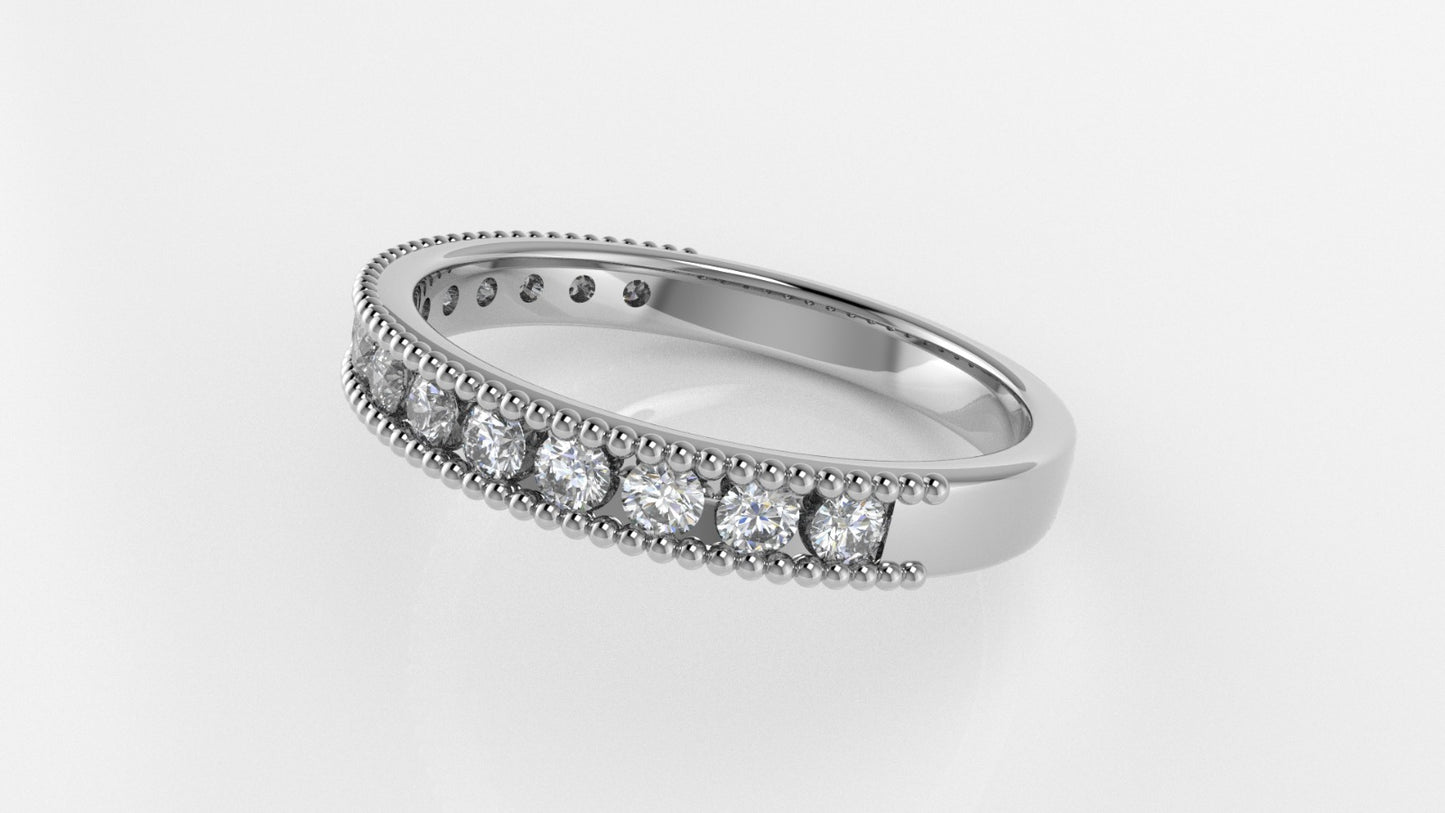 14K Half Eternity Miligree Ring with 15 Diamonds