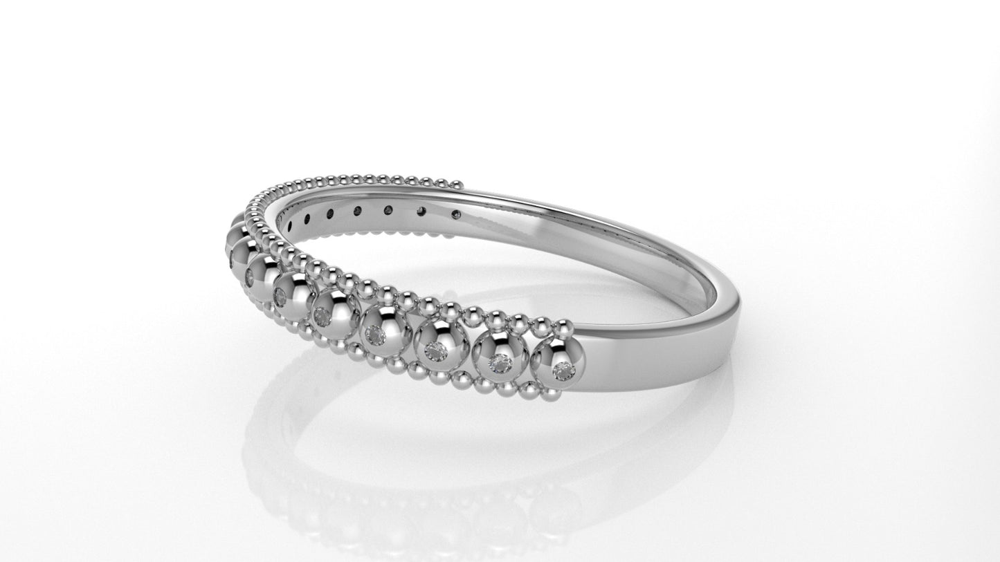 14K Bezel Band Ring with 17 Diamonds