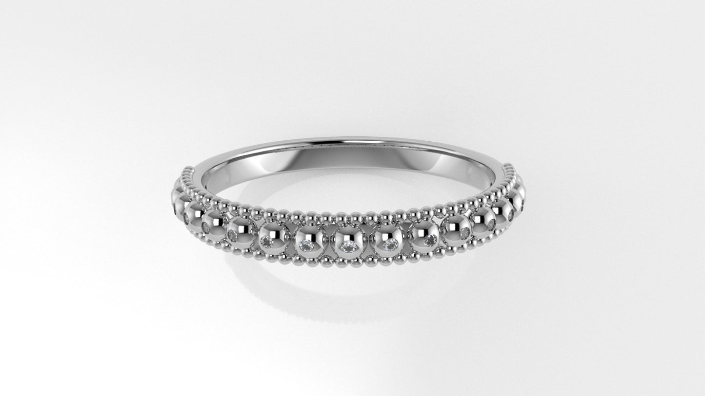 14K Bezel Band Ring with 17 Diamonds