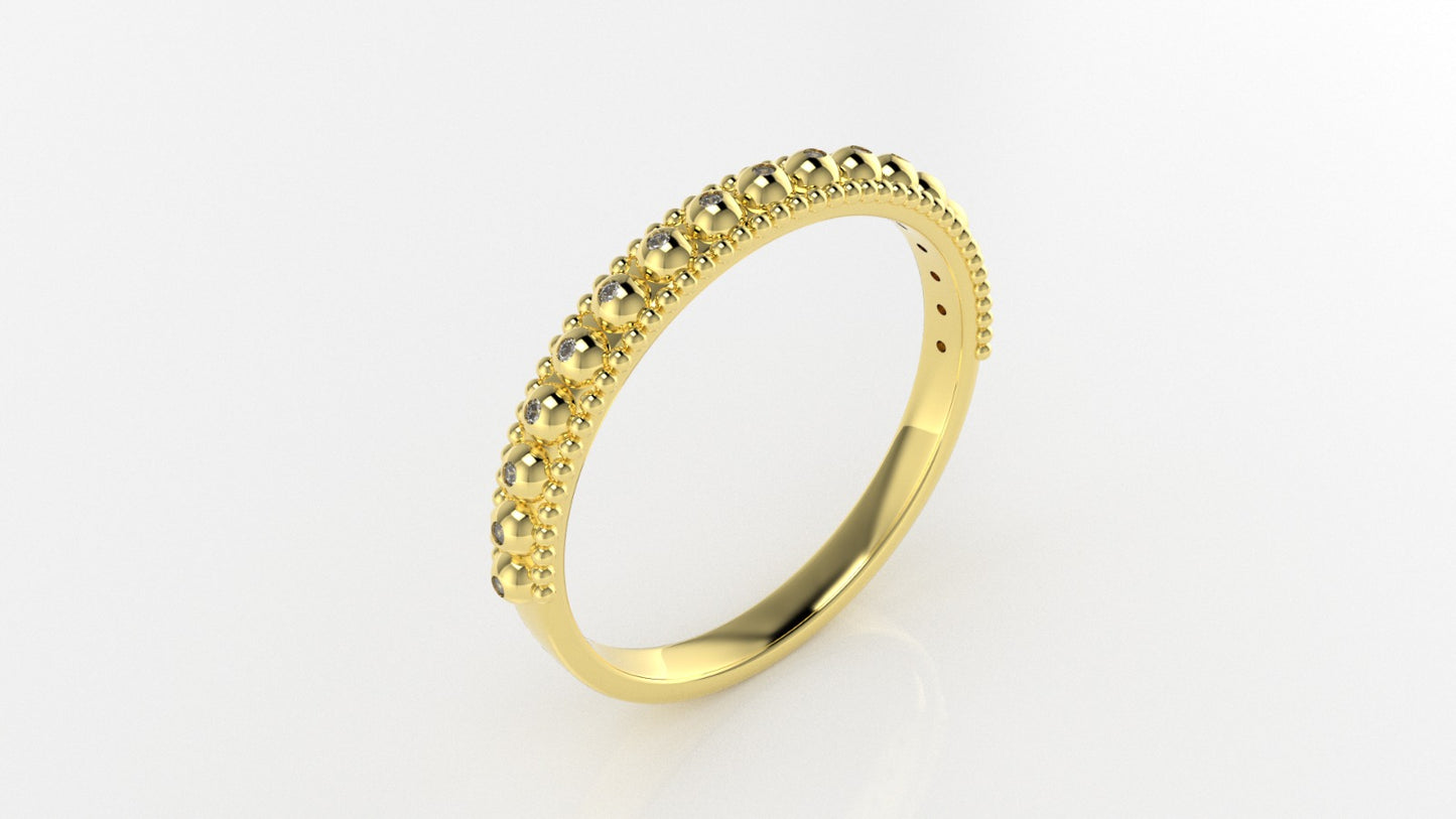 14K Bezel Band Ring with 17 Diamonds