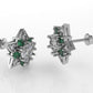 14K Star Gold Earrings with 12 Diamonds and 10 Emeralds, "STT: Prong", Push Back