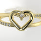14K yellow gold Ring with Diamond VS1, Heart Style, "double band" "stt prongs"