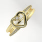 14K yellow gold Ring with Diamond VS1, Heart Style, "double band" "stt prongs"