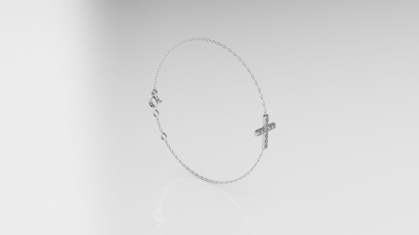 14k Bracelet with 10 DIAMOND 1.2mm VS1 each, cross style
