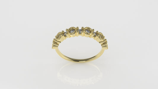 14K Ring with 11 DIAMONDS, "Stt Prong and Bezel"