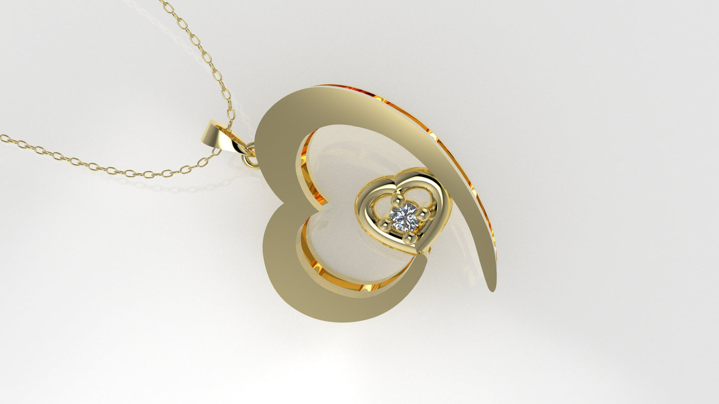 14K Pendant with 1 Diamond, "STT: Prong" heart style