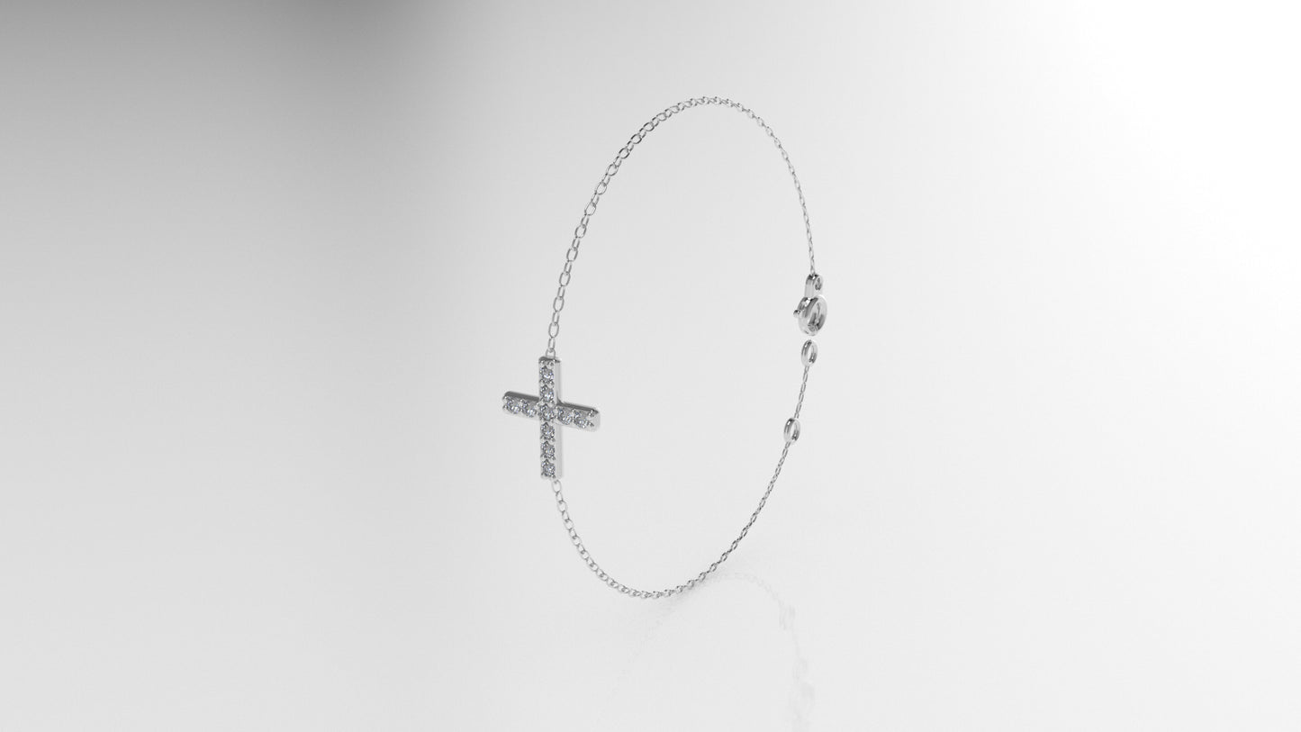 14k Bracelet with 10 DIAMOND 1.2mm VS1 each, cross style