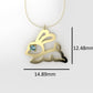 14K Pendant with 1 AQUAMARINE 2mn, includes 18 inch Chain, "Figure Rabbit solid gold, 4 Prongs"
