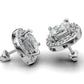 14k Gold Earrings Cushion with 34 Diamonds, "STT: 4-Prong", Push Back
