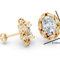 14k Gold Earrings Oval with 16 Diamonds, "STT: 4 Prong", Push Back