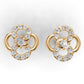 14K Gold Earrings Clover with 26 Diamonds, "STT: Prong", Push Back